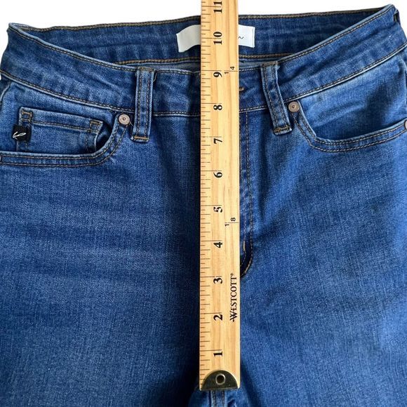 KanCan Womens Medium Wash Mid Rise Distressed Raw Hem Stretch Skinny Jeans 26 - Picture 4 of 8